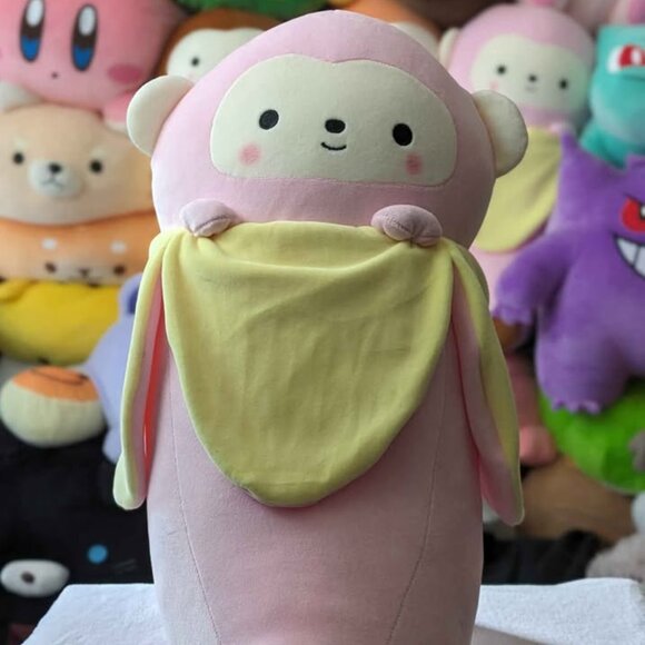 Round 1 Takashoji Pink Monkey in Banana 20" Plushie - Picture 1 of 2